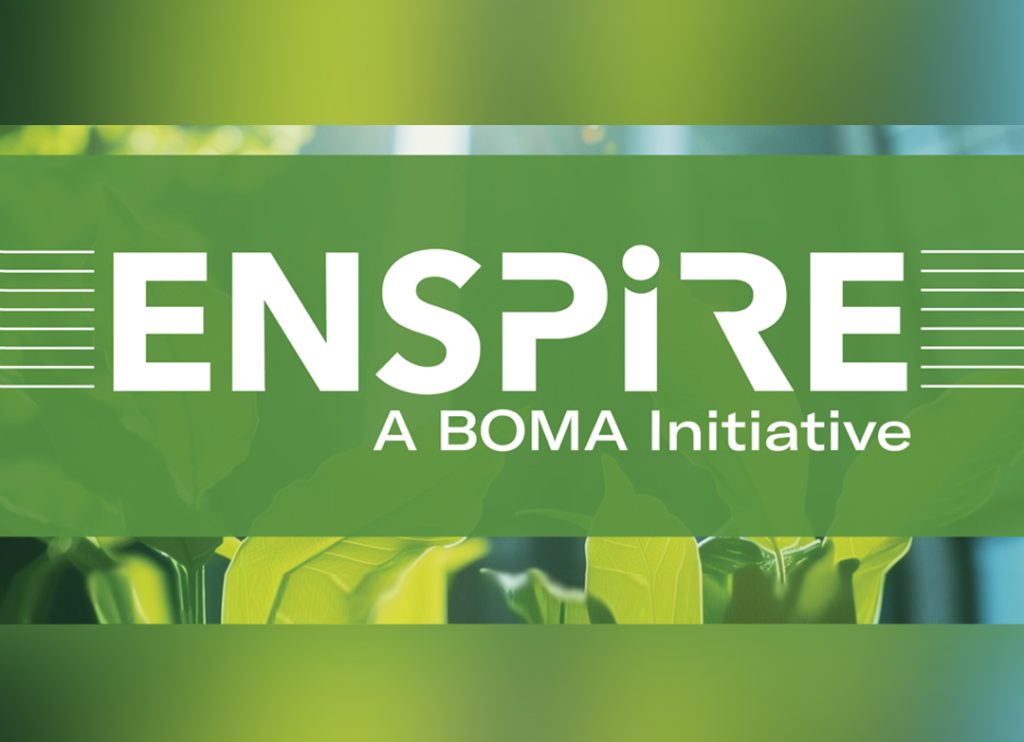 BOMA Enspire logo on a green background