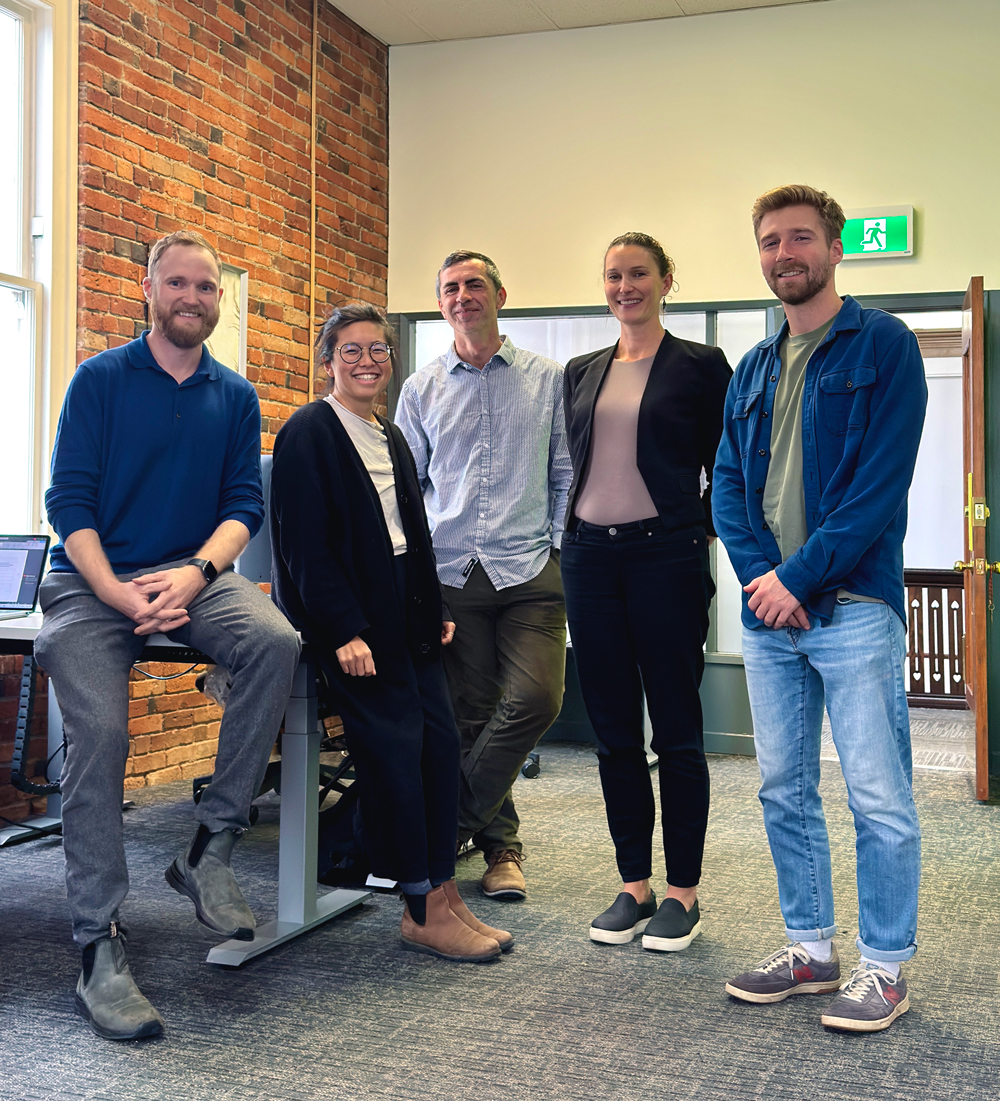 Prism Victoria office staff: Adam Franklin, Shelby Tay, Haydn MacLean, Christine Obee, and Ross Hilliard.